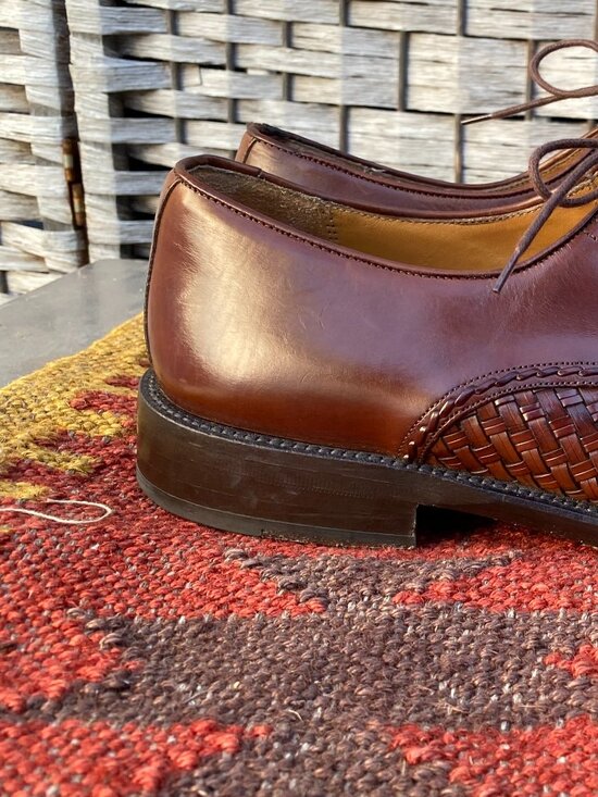 Vintage Mezlan San Juan Woven Leather Mens Shoes Made in Spain Brown Loafers 8.5 main image 4